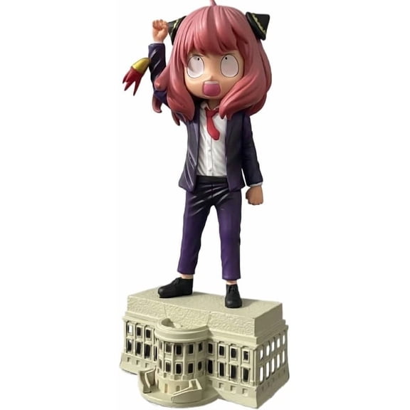 Anya Figure, Suit Anya Forger Cos President Anime Figures 18cm/7.1inch Handmade PVC Cartoon Manga Character Decoration Craft Gift