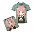 thumbnail image 1 of Anya Forger Spy X Boys Rash Guard Set 2 Piece Swimsuits Short Sleeve Bathing Suits with Trunks, 1 of 7