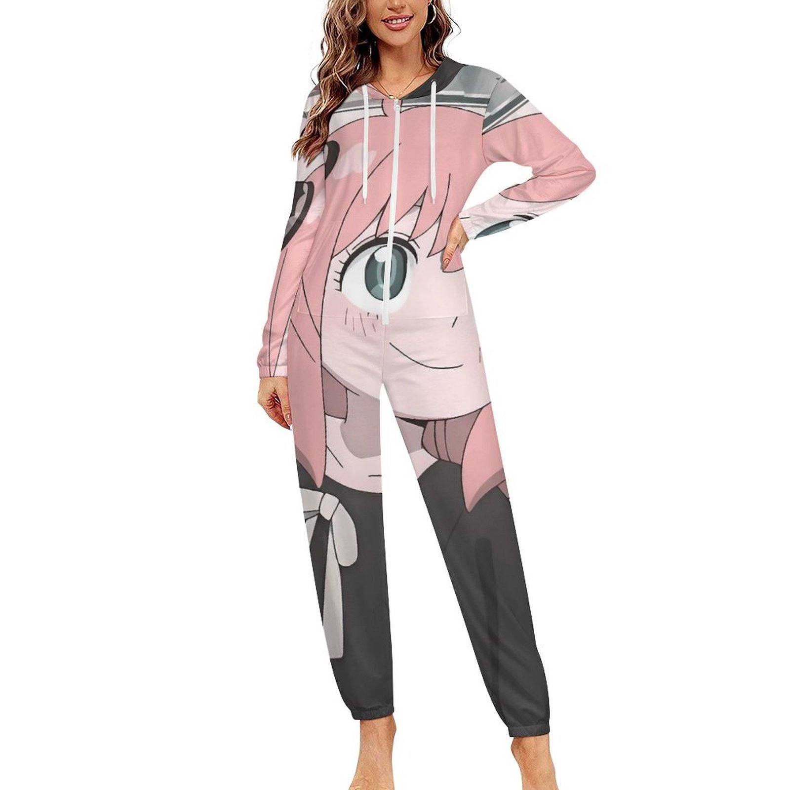 Anya Forger Spy X Unisex Onesie Pajamas Zipper Jumpsuit Hooded One Anya Forger Spy X Unisex Onesie Pajamas Zipper Jumpsuit Hooded One
