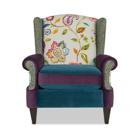 Anya Wingback Accent Arm Chair Multicolored Floral