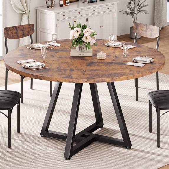 Hijob 47 Inch Rustic Round Dining Table, Circle Dining Table for Dining Room, Home(Only Table)