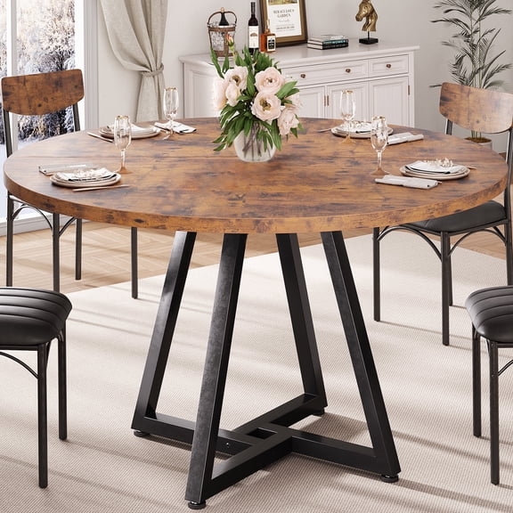 Anyact 47 Inch Rustic Round Dining Table, Circle Dining Table for Dining Room, Home(Only Table)