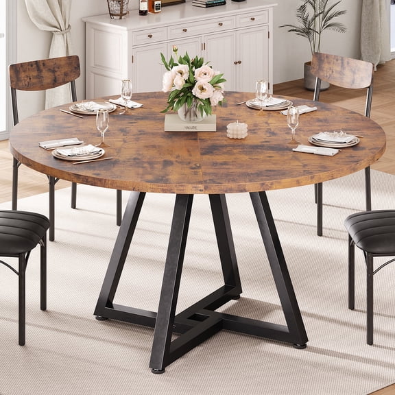 Anyact 47 Inch Rustic Round Dining Table, Circle Dining Table for Dining Room, Home(Only Table)