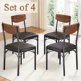 thumbnail image 1 of Dining Chair Set of 4, PU Leather Dining Room Chairs, Rustic Kitchen Armless Side Chair with Iron Legs, Black&Brown, 1 of 8