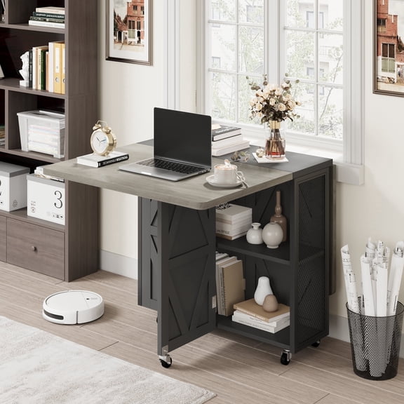 Anyact Folding Dining Table for 2-4 Persons, Space Saving Dining Room Table, 47" Folding Kitchen Table, Carlo Grey