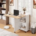 thumbnail image 1 of Anyact Space Saving Versatile Folding Kitchen Dining Table with Wheels & Storage Shelf for Small Apartment, 1 of 12