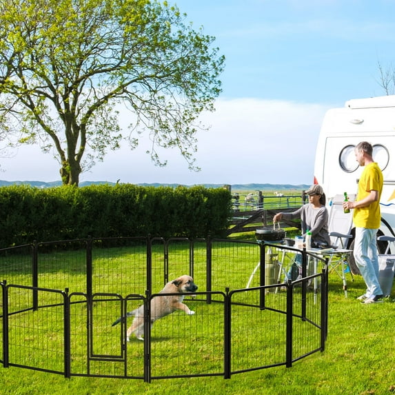 Anyask 24″ Tall 16 Panels Heavy Duty Metal Dog Playpen for Exercise Outdoor Indoor Fence, Black