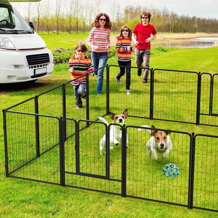Anyask 32? Tall 16 Panels Metal Dog Playpen for Exercise Outdoor Indoor Fence, Black