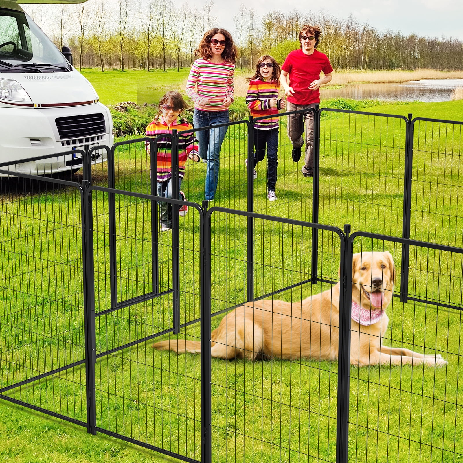 Anyask 40″ Tall 16 Panels Metal Dog Playpen for Ex