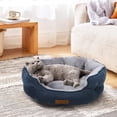 thumbnail image 1 of Anyask Round Soft Cat Beds for Small Indoor Cats Dog Up to 15 lbs, Blue 20"x19"x6", 1 of 8