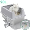 thumbnail image 1 of Anyask Stainless Steel Cat Litter Box with Paw Filter Pedal&2-Layer Sifting Mat&Scooper, 20L Extra Large Metal Litter Pan with Lid&High Wall Sides Enclosure for Small/Big/Multi Cats,Light Grey, 1 of 12