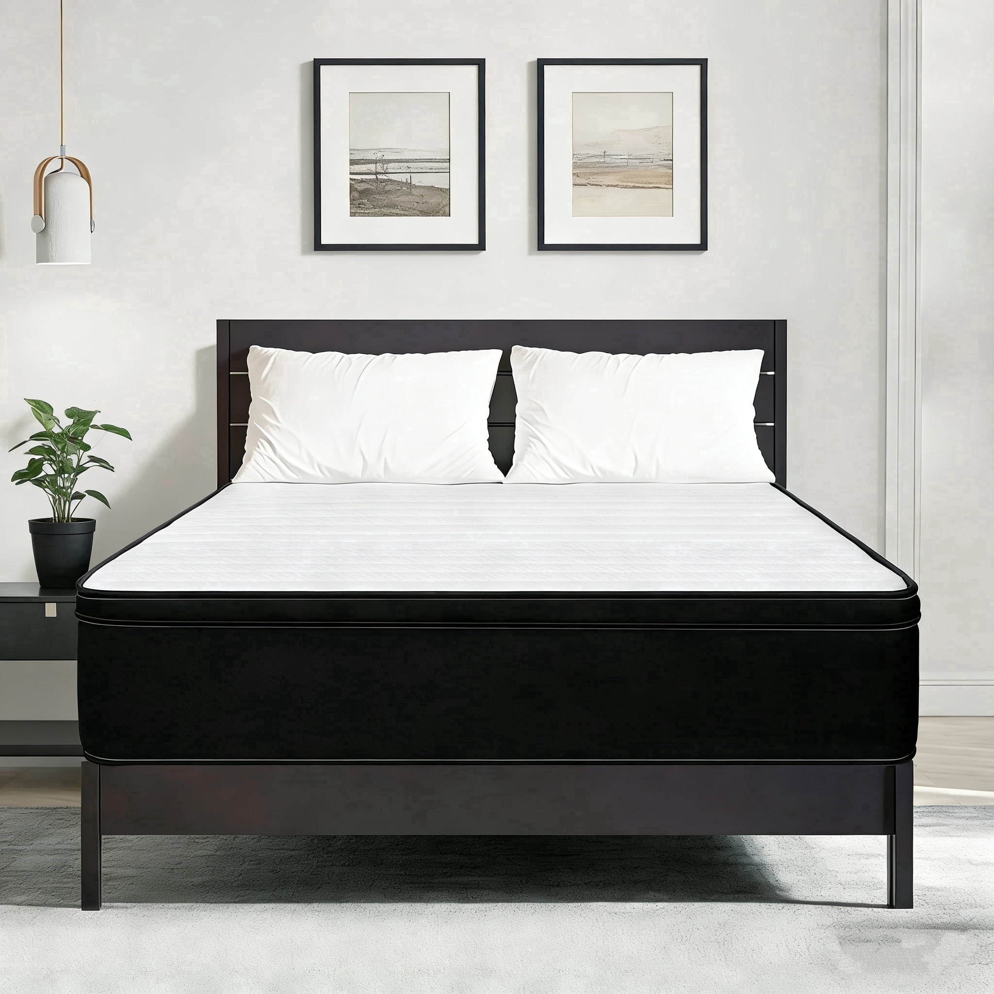 Queen Mattress 10 inch, Hybrid Queen Size Mattress in a Box with Upgrade Innerspring, Pro Black