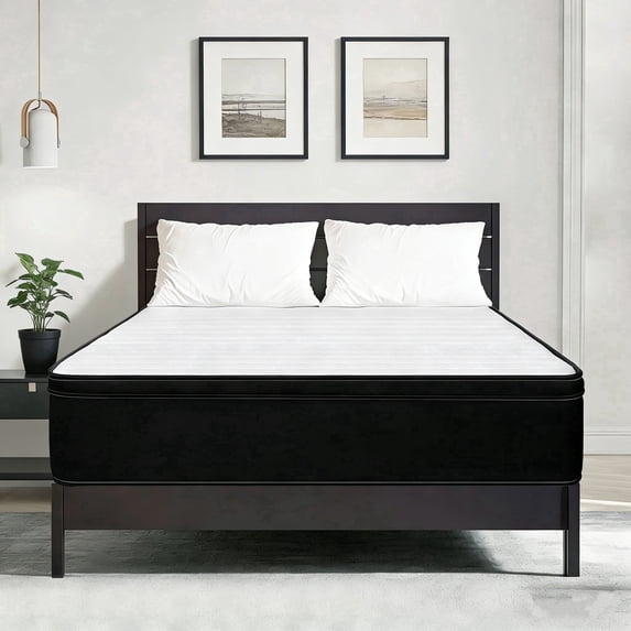 Queen Mattress 10 inch, Hybrid Queen Size Mattress in a Box with Upgrade Innerspring, Pro Black