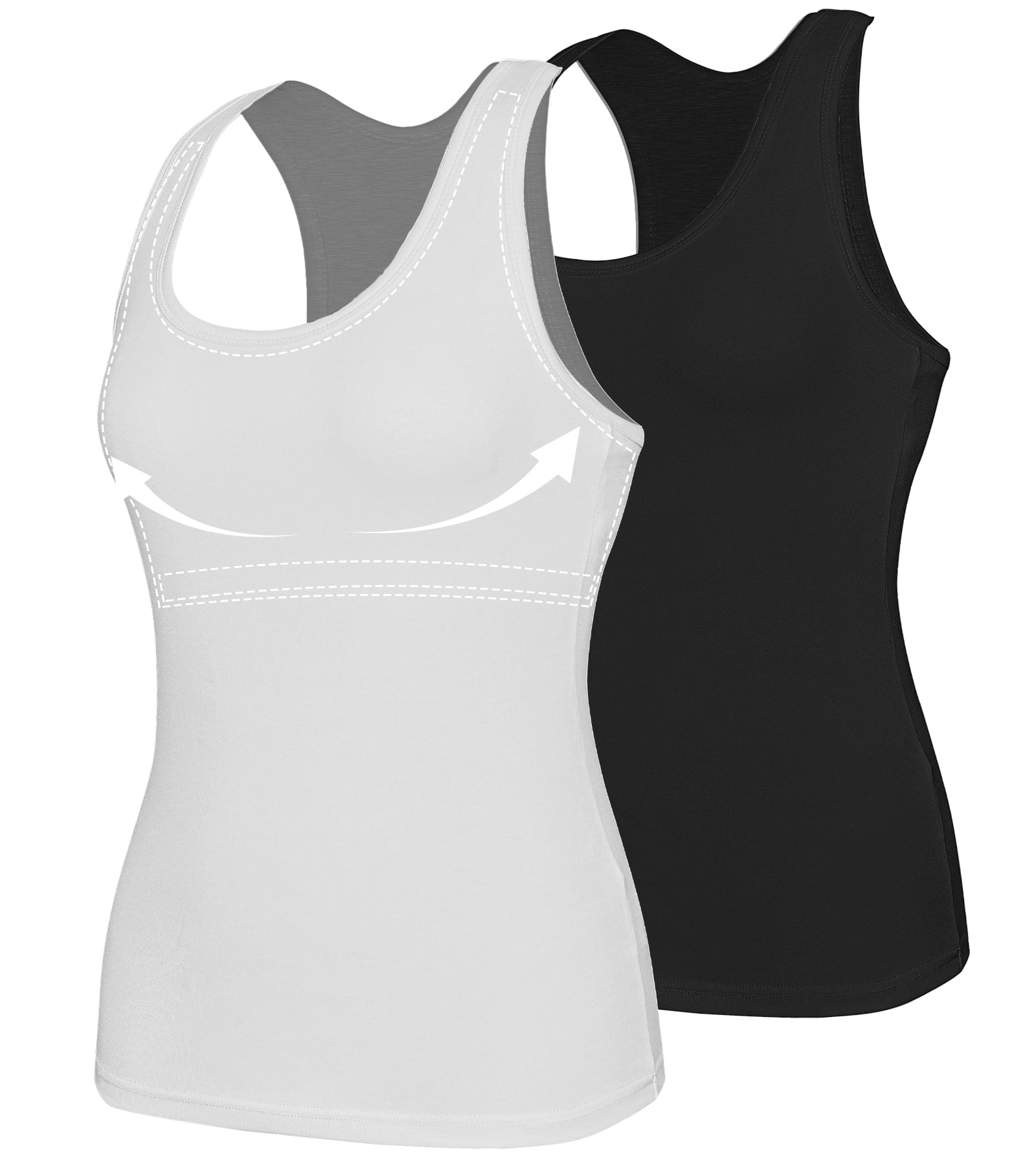 Anyfit Wear 2 Pack Racerback Workout Tank Tops With Shelf Bra for
