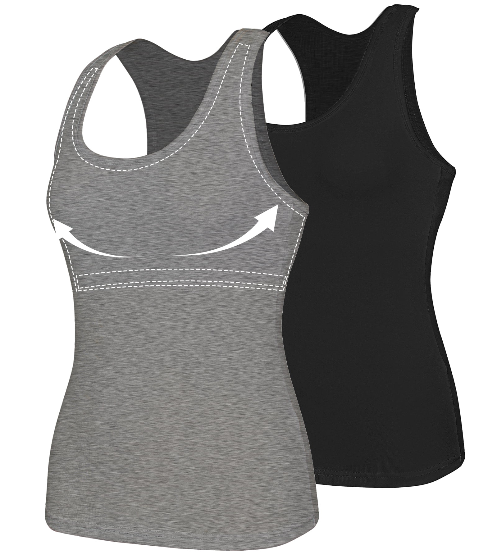 Anyfit Wear 2 Pack Racerback Workout Tank Tops With Shelf Bra for