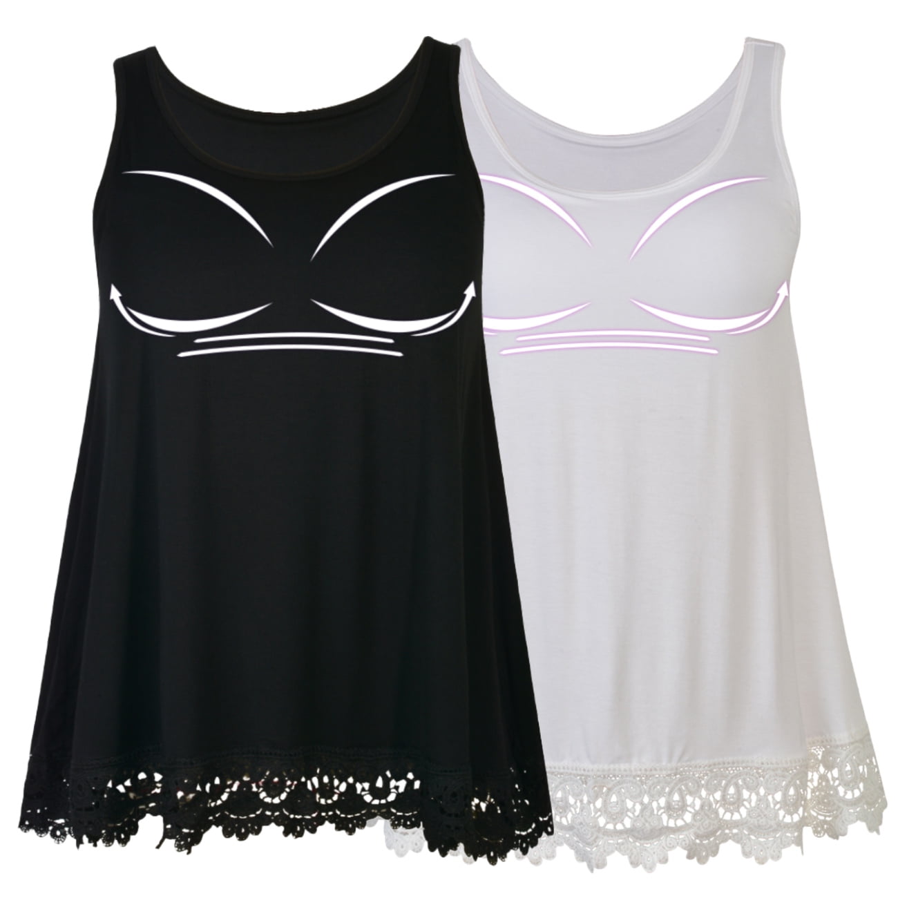 Anyfit Wear 2 Packs Lace Camisoles for Women with Built in Bra