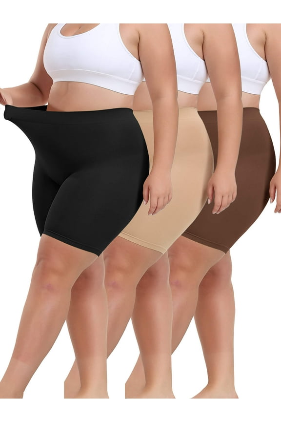 3 Packs Plus Size Mid Waisted Body Shaper Shorts Shapewear for Women Tummy Control Thigh Slimming Panties