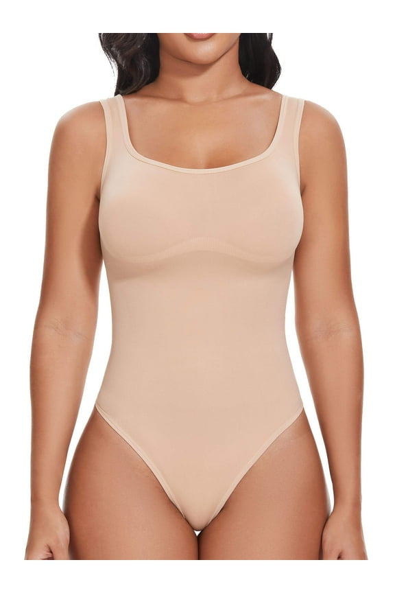 Backless Square Neck Bodysuit Shapewear for Women Full Body Shaper Tummy Control Butt Lifting Seamless Slimming Tank Top