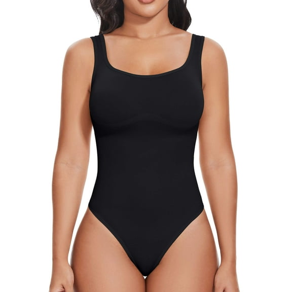 ANYFIT WEAR Backless Square Neck Bodysuit Shapewear for Women Full Body Shaper Tummy Control Butt Lifting Seamless Slimming Tank Top