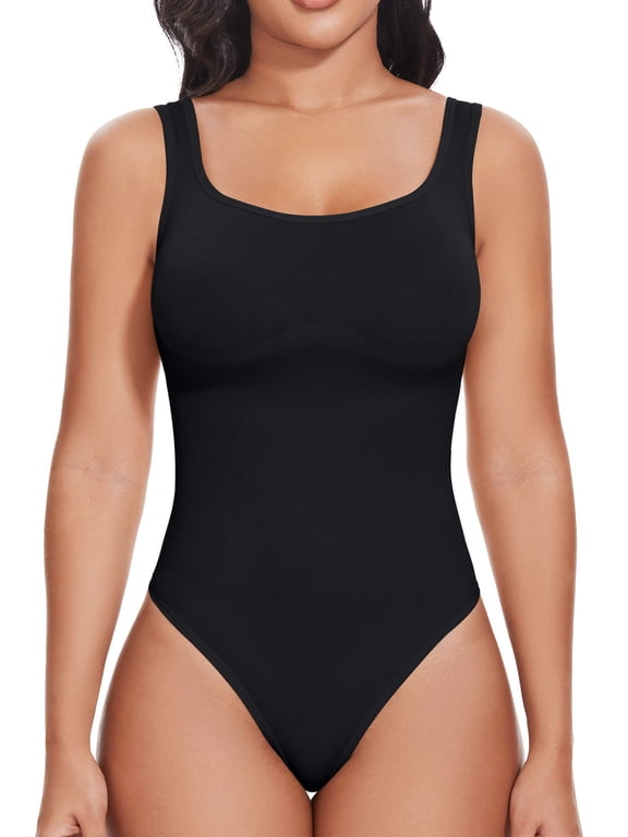 Backless Square Neck Bodysuit Shapewear for Women Full Body Shaper Tummy Control Butt Lifting Seamless Slimming Tank Top