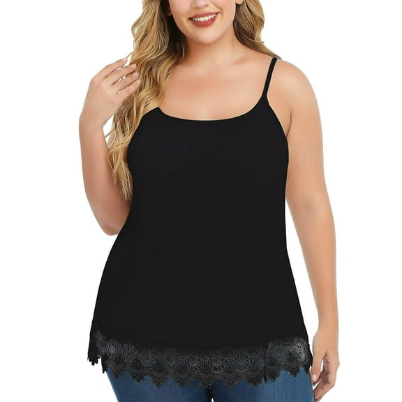 ANYFIT WEAR Camisoles for Women with Built in Bra Adjustable Strap Tank Tops Cami Sleeveless Summer Tops Plus Size（S-4XL)