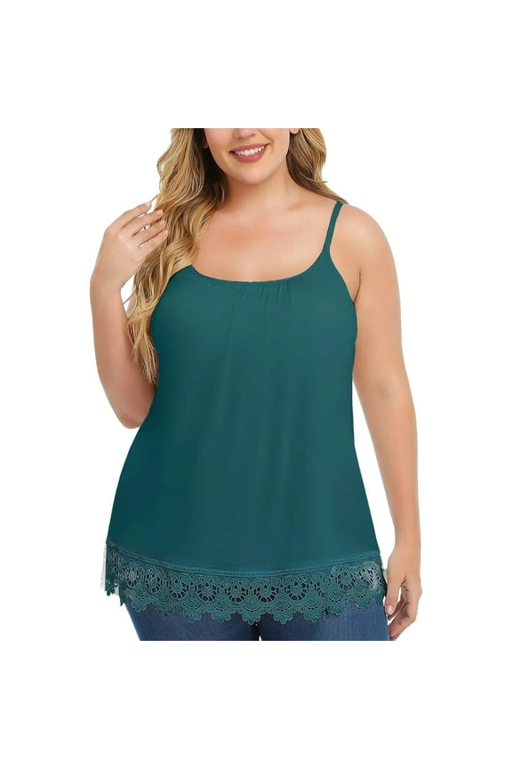 Camisoles for Women with Built in Bra Adjustable Strap Tank Tops Cami Sleeveless Summer Tops Plus Size（S-4XL)
