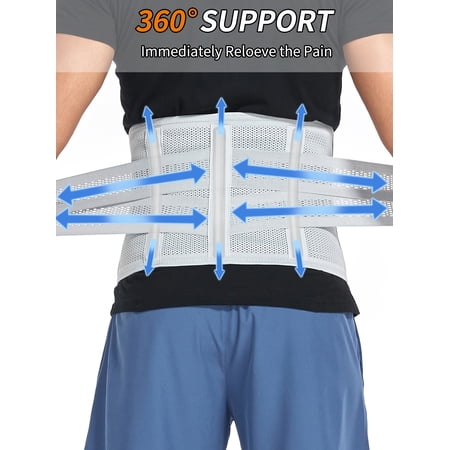 Anyfit Wear Lumbar Support Belt for Men Women Lower Back Brace Pain Relief with 3 Removable Stays, Dual Adjustable Straps and Breathable Mesh Panels for Back Pain, Heavy lifting