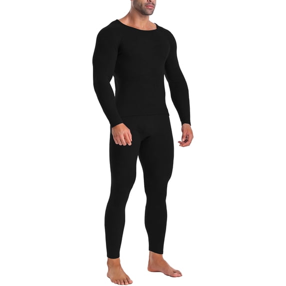 Anyfit Wear Men Long Johns Thermal Underwear Set Fleece Lined Base Layer Top and Bottom for Cold Weather