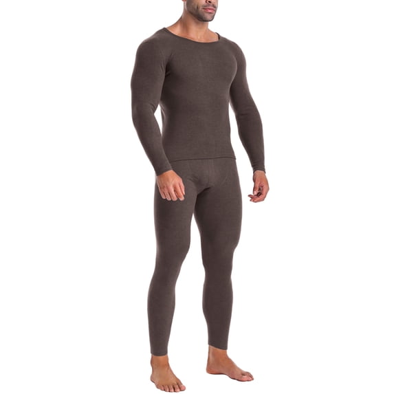Anyfit Wear Men Long Johns Thermal Underwear Set Fleece Lined Base Layer Top and Bottom for Cold Weather