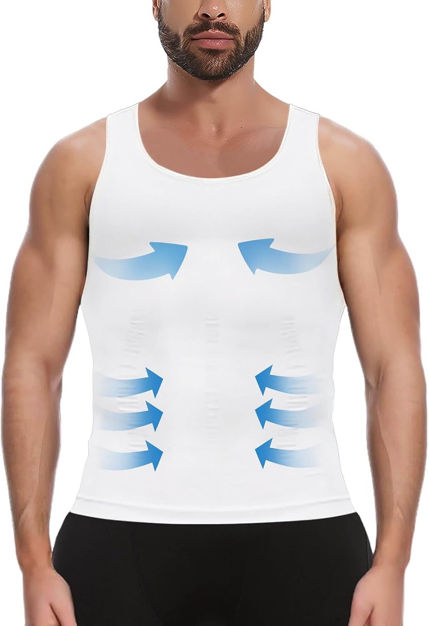 ANYFIT WEAR Mens Slimming Shirt Body Shaper Vest Workout Tummy Control ...