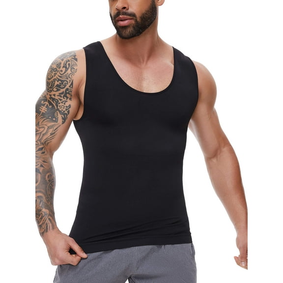 ANYFIT WEAR Mens Slimming Shirt Body Shaper Vest Workout Tummy Control Tank Tops Abs Abdomen Undershirts