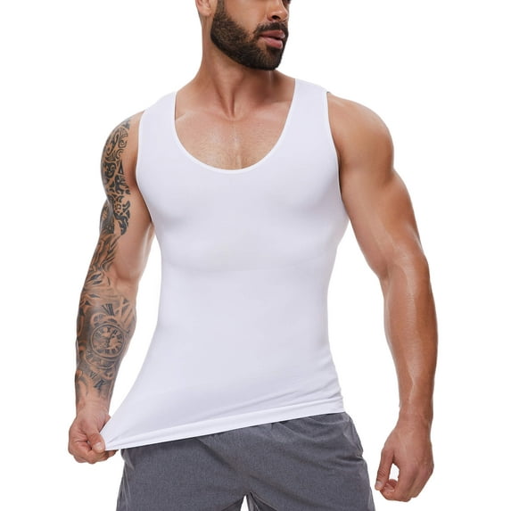 ANYFIT WEAR Mens Slimming Shirt Body Shaper Vest Workout Tummy Control Tank Tops Abs Abdomen Undershirts