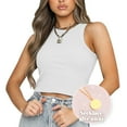 thumbnail image 1 of Anyfit Wear Women's Round Neck Basic Crop Top Summer Rib-Knit Solid Tank Top White Small, 1 of 7