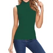 ANYFIT WEAR Womens Mock Turtleneck Tank Top Sleeveless SLim Fit Top Basic Solid Layer Shirt