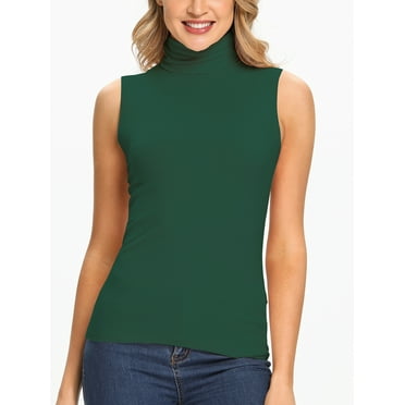 Anyfit Wear Womens Mock Turtleneck Tank Top Sleeveless SLim Fit Top Basic Solid Layer Shirt