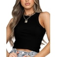 thumbnail image 1 of Anyfit Wear Womens Sleeveless Racerback Basic Tee Shirt Lightweight Ribbed Crop Top Black Large, 1 of 5