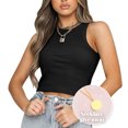 thumbnail image 1 of Anyfit Wear Womens Sleeveless Racerback Basic Tee Shirt Lightweight Ribbed Crop Top Black Medium, 1 of 5