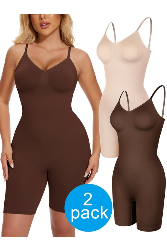 2 Packs Slimming Bodysuit Shapewear for Women Tummy Control Overbust Full Body Shaper