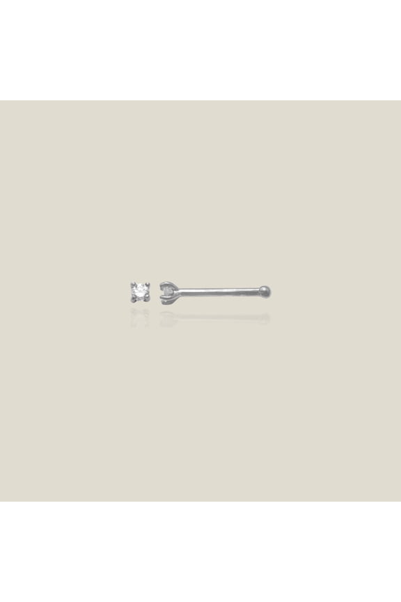 14K real solid Gold Diamond Nose Stud Bone Piercing 1.5-2mm 20G - 2mm White Gold