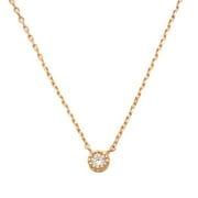 Anygolds 0.045 ctw Solitaire Diamond Pendant 14K Real Solid Gold Chain Necklace Baby Mini Round Bazel Natural Genuine Diamond Minimalist Dainty Pendant Chain Necklace - MCHP3147R Rose Gold