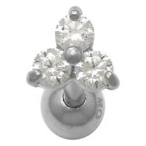 Anygolds 0.065 ctw Trinity Floral Diamond 14K Real Solid Gold Cartilage Daith Helix Tragus Conch Rook Snug Ear Post Stud Piercing Earring Body Post Length 5.5mm 18 Gauge - MBJ4038W White Gold