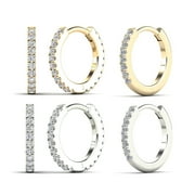 Anygolds 0.08 CTW Full Round Natural Genuine Diamond Hoop Earring 14K Real Solid Gold Gold Cartilage Daith Helix Tragus Conch Rook Snug Hoop Piercing - MAG20001Y Yellow Gold