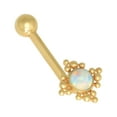thumbnail image 1 of Anygolds 14K REAL Solid Gold 4mm Round Opal Floral L Shape Christina Vaginal Venus Genital 14 Gauge - MBJ4494-OPY Yellow Gold, 1 of 4