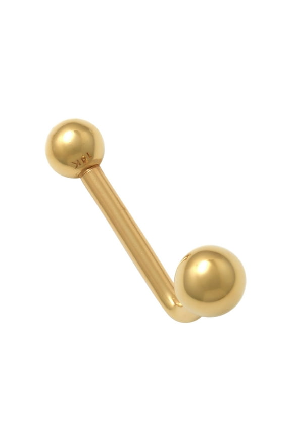 14K REAL Solid Gold 5mm Plain Ball L Shaped Barbell VCH Christina Vaginal Hood Venus Genital Body Piercing Jewelry 14Gauge -MBJ4491Y Yellow Gold