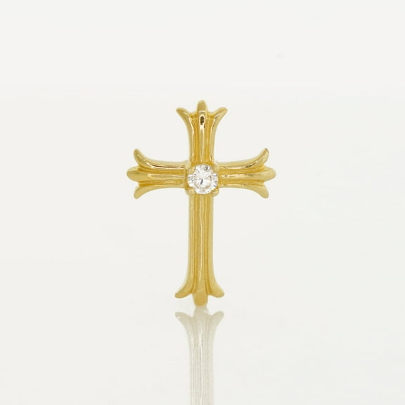 Anygolds 14K REAL Solid Gold Cross Cartilage Daith Helix Tragus Conch Rook Snug Ear Post Stud Piercing Earring Body Jewelry 18Gauge - MBJ6106-CZ-6Y Yellow Gold