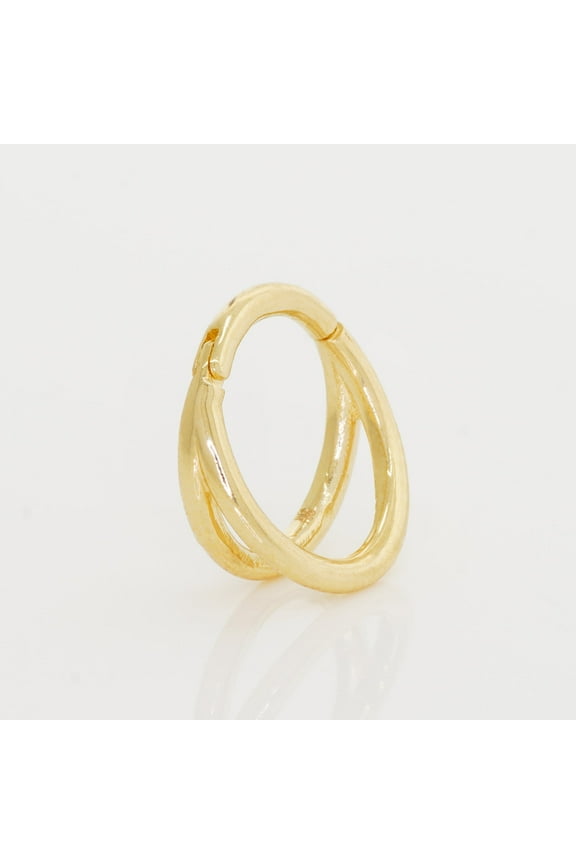 14K REAL Solid Gold Double Septum Hoop Ring Piercing, Cartilage Daith Helix Tragus Conch Septum Nose Body Clicker Earring Jewelry - MBJ4956-8Y Yellow Gold
