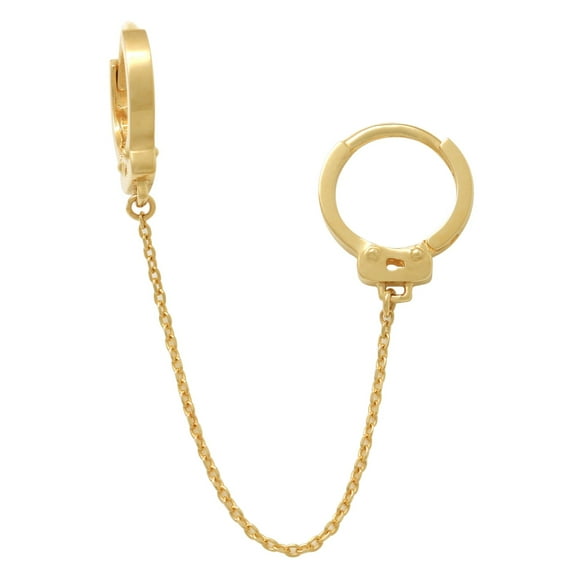 Anygolds 14K REAL Solid Gold Handcuffs Hoop Earrings, Upper Earlobe Cartilage Helix Tragus Ear Post Earrings - MOT401221Y Yellow Gold