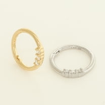 Anygolds 14K Real Solid Gold 0.041ctw Diamond Hoop Earring, Cartilage Daith Helix Tragus Conch Septum Body Hoop Nose Clicker Ring Piercing Jewelry 18Gauge - MBJ3679-8Y Yellow Gold