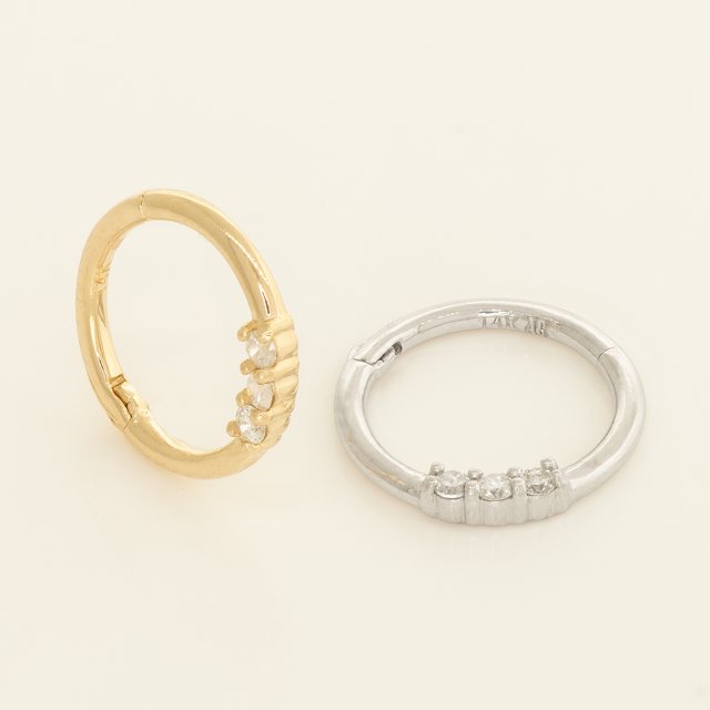 14K Solid Gold Spike Hoop Clicker Ring – Cartilage, Daith, Helix, Nose Piercing (16G)