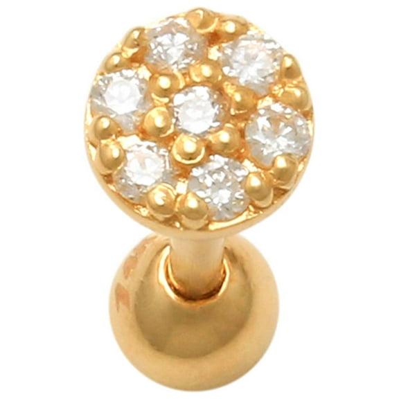 Anygolds 14K Real Solid Gold 0.042ctw Diamond Mini Round Ear Piercing 18 Gauge - MBJ4325Y Yellow Gold
